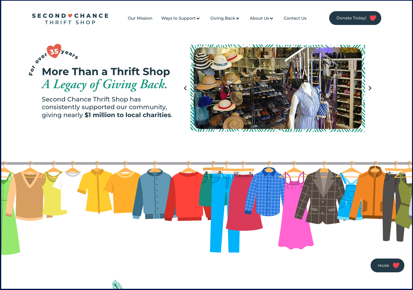 Second Chance Thrift Website Landing Page